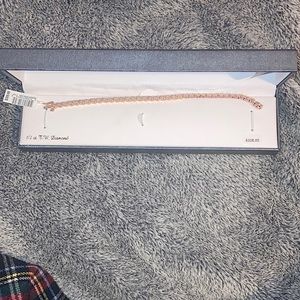 Sterling silver rose tone diamond bracelet